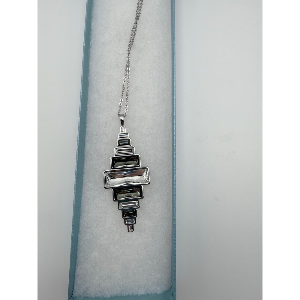 Touchstone Crystal by Swarovski‎ Silver Cyclone Pendant Necklace